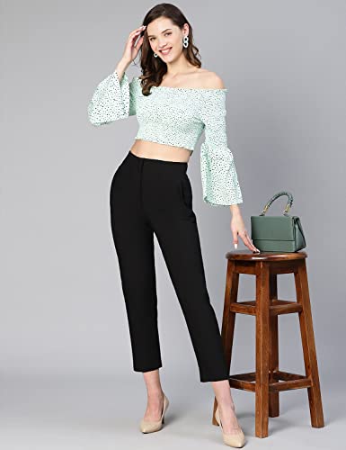 Image of oxolloxo Women Polyster Dot Print Smocked Off - Shoulder Top