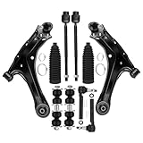 SCITOO 10-PC SET Suspension Kit For Chevy Classic For Chevy For Malibu For Oldsmobile Alero Cutlass For Pontiac Grand Am Front Lower Control Arm Ball Joint Inner Outer Tie Rod End Boot Sway Bar Link