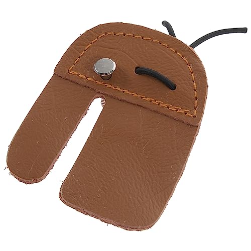 OHPHCALL 1pc Genuine Finger Tab for Comfortable Protection Tab Brown Mediterranean Style