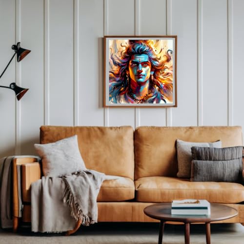 Image of Whattacraft! Paint by Numbers for Adults and Kids | Premium Painting Kit in Gift Packaging| Rolled Canvas | Do-it-Yourself Wall Decor | DIY | Lord Shiva 40x40