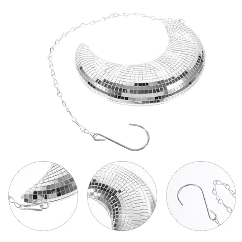 Decoración colgante en forma de luna para discoteca, espejo reflectante plateado para fiestas disco, bodas, cumpleaños y festivales, decoración ligera para celebraciones glamorosas miniatura 7