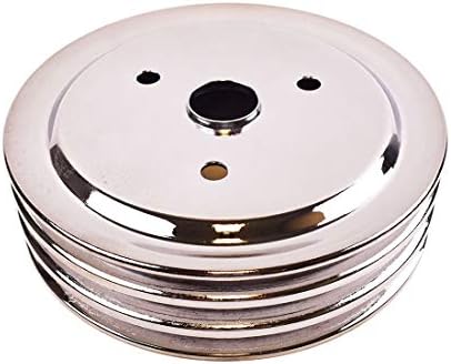A-Team Performance - Crankshaft Pulley Triple-Groove for SWP Short Water Pump - Compatible with Small Block Chevy SBC 262 265 267 283 302 305 307 327 350 400 Chrome Steel