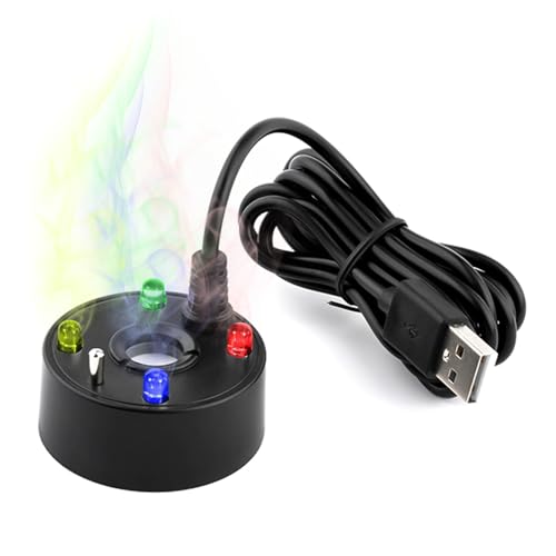 XINZHIZHU Mist Machine Colour Changing 4 LED USB Ultrasonic Mist Maker Mini Ultrasonic Fogger Atomizer for Water Fountain Pond Rockery Yard for Halloween Christmas Holidays Party Light Decoration