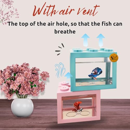 Image of Sage Square Lego Mini Betta Fish Tank Aquarium (12cm X 7.5 cm x 10.5 cm) (Pack of 4)