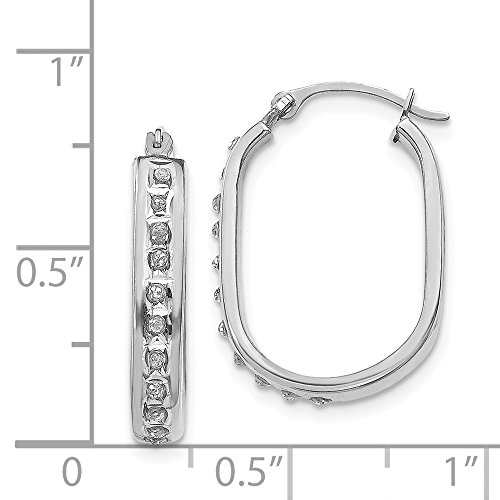 14K White Gold Diamond Fascination Squared Hinged Hoop Earrings #TOP2
