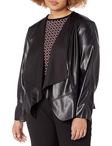 Anne Klein Women's Plus Size Drape Front Jacket, Anne Black, 3X