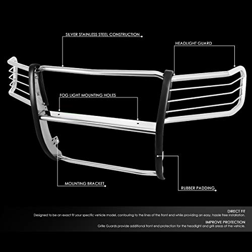 Image of DNA MOTORING GRILL-G-079-SS Stainless Steel Front Bumper Brush Grille Guard Compatible with 07-13 Sierra 1500