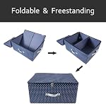 Nylon Washable Stacked Storage Box with Zip Lid, Folding Garment Storage Organizer Containers,Navy Blue