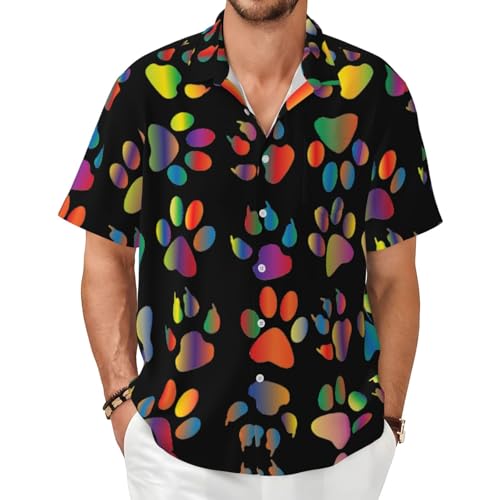 Chemise homme imprimé patte de chien légère pour ne plus étouffer en vacances