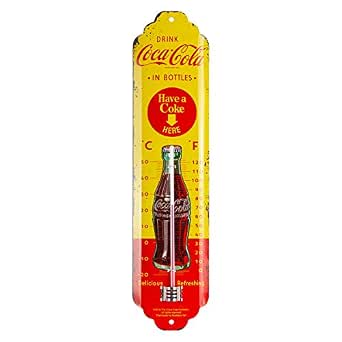 Nostalgic-Art Retro Thermometer, 7 x 28 cm, Coca-Cola – In Bottles Yellow