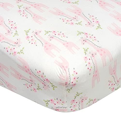 Image of Gerber Baby Boys Girls Neutral Newborn Infant Baby Toddler Nursery 100% Cotton Fitted Bedding Crib Sheet, Mommy & Me Giraffe White, 28 inch x 52 inch