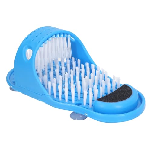 ANGGREK Simple Foot Cleaner, Shower Foot Scrubber Made of PVC Material, Blue with Suction Cups for The Bathroom