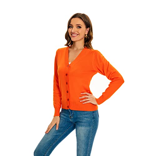 Women's Crew Neck Button Down Long Sleeve Cardigan Sweater #TOP1