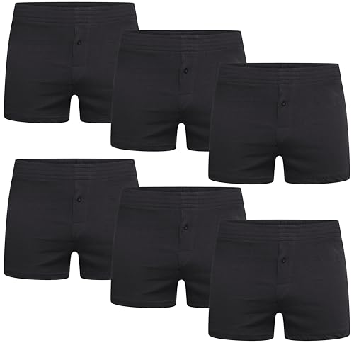 DOLCE ENVY 6er Pack Herren Loose Fit Comfort Boxershorts Baumwolle Rich Comfort Classic Fit Stretchy Soft Breathable Unterwäsche, 6 Schwarz, M
