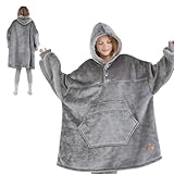 Degrees of Comfort Oversized Blanket Hoodie, Soft Wearable Blankets for Adults, Women and Men, Cozy Sweatshirt with Giant Pocket, Grey