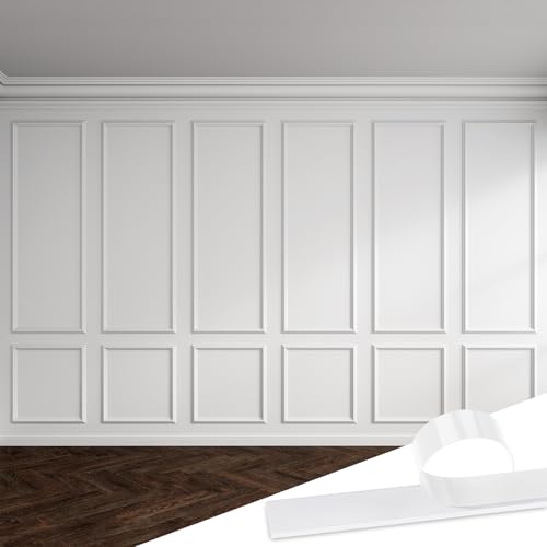 Image of Pangda Peel and Stick Wall Molding Kit, 3D Premade Accent Molding Wainscoting Panel for Interior Wall Moulding Decor, Ready to Assemble Wainscoting Accent Panel(6 Set,24 x 54 in)