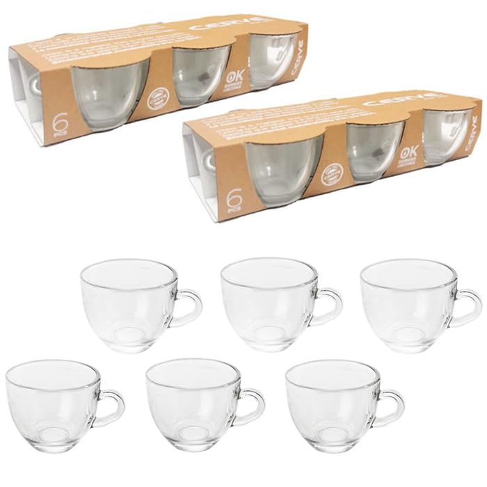 Set 2 Tazze In Vetro Con Sottovaso - 200ml/250ml Per Tè E Caffè, Trasparenti Ed Eleganti - Foto 11