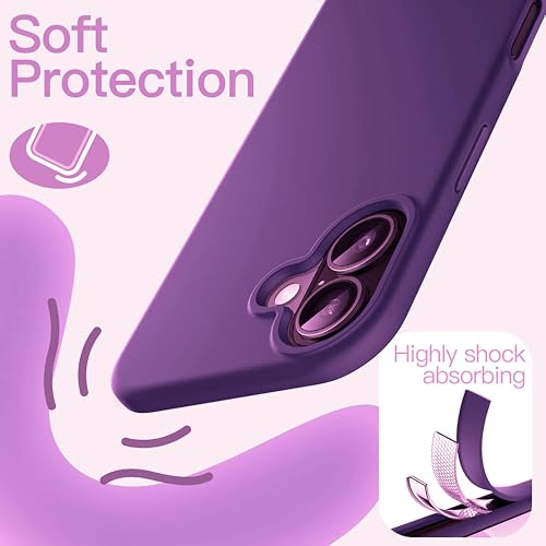 Image of SBMS Silicone Case for iPhone 17 6.3-Inch, Silky-Soft Touch Full-Body Protective Phone Case, Shockproof Back Cover for iPhone 17 (Purple)