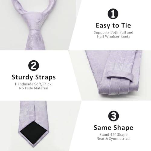 Image of Mantieqingway Floral Ties for Men, 3pcs /set Neck Tie Pocket Square Holder Set for Wedding Business Prom Party Usual