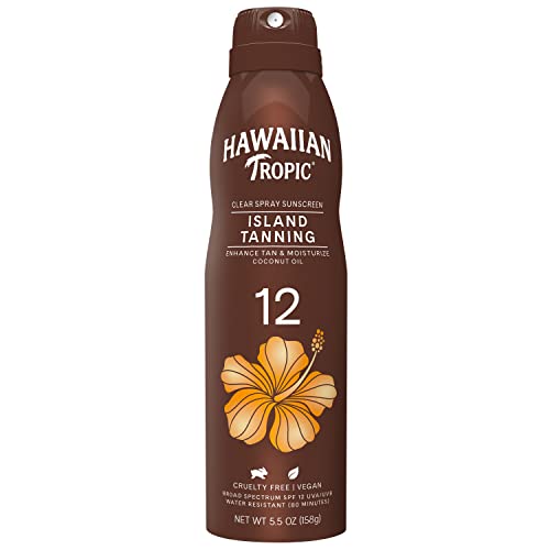 Hawaiian Tropic Tanning Dry Oil Clear Spray Sunscreen SPF 12 6 oz (Pack of 3)