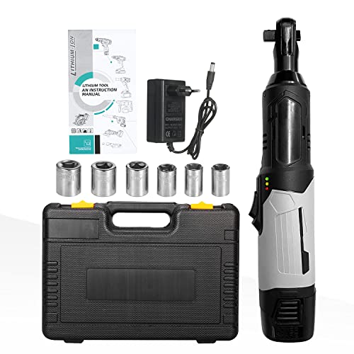 Snsowed Chave catraca elétrica sem fio 3/8 & 50N.M 240 RPM 16.8V Kit de chave catraca elétrica com b