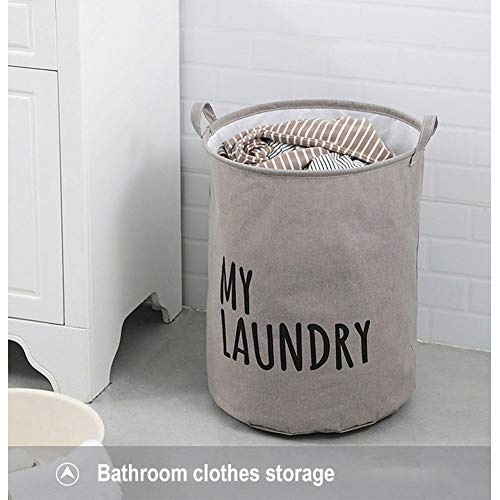 Baitoo Laundry Hamper,Laundry Basket Bag With Handles Washing Bin Large Collapsible Storage Basket Bag Clothes Hamper with Drawstring Top Closure Lid (Grey)