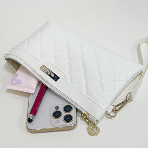 Women's Quilted Shoulder Bag, Vegan Leather Wristlet with Detachable Chain - Crossbody or Evening Clutch Purse3