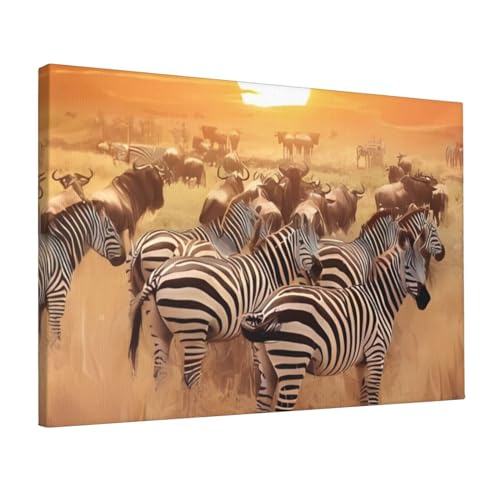 Toile zèbre coucher de soleil africain pour une chambre chaleureuse
