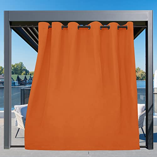 Image of Easy-Going Outdoor Curtains for Patio 1 Panel, 110x84 inch, Orange | Waterproof, Windproof, Weatherproof Privacy Outdoor Curtains for Cabanas Porches and Pergolas, Grommet Top and Tab Bottom