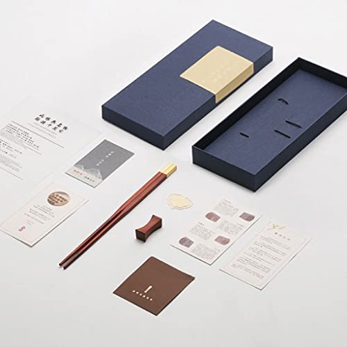Coffret Cadeau de Baguettes réutilisables en Bois avec étui, Baguettes à Sushi jaises et Ensemble de Repose-Baguettes, Baguettes Chinoises de Luxe en Bois Naturel, Baguettes antidérapantes A