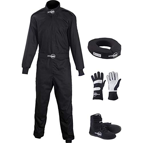 Speedway Motors 1-Pc. Black Racing Suit Set, Large, Shoe Size