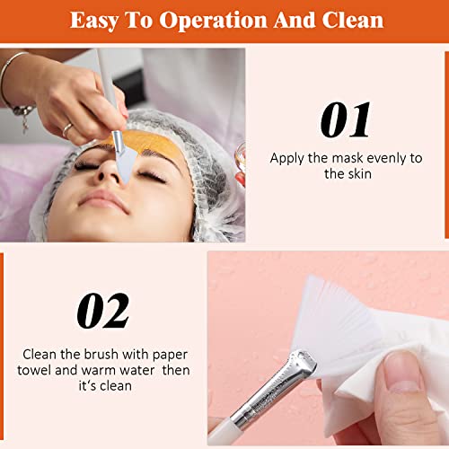 Image of 9 Pieces Facial Fan Mask Brushes, Soft Facial Applicator Brushes Tools for Peel Glycolic Makeup for Mud Cream(White, Yellow)