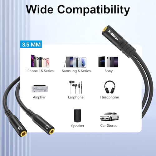 Cable divisor 3.5mm TRS hembra a doble 3.5mm TRS hembra 0.6 pies miniatura 5