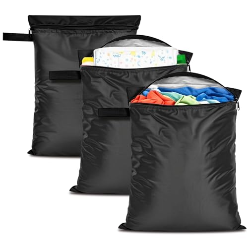 3 Pack Clothes Baby Diaper Wet Dry Bags Waterproof Reusable,12