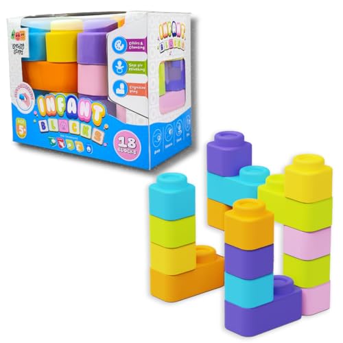 Image of Zephyr Learning Steps - Infant Blocks-2, Montessori Toys for Babies, Early Development, Soft Building Blocks, Block Sets, Colors and Counting, Premium Blocks, Stack Toy, Toddler Block Toys, 18 Pieces