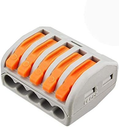 100 Pcs Lever Connectors Nuts 5 Conductor Combination Compact Wire Connectors Fast Connection Terminal 28-12 AWG Suitable for Multiple Types