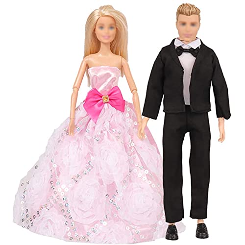 Sotogo 18 Pieces Doll Clothes And Accessories For 11.5 Inch Girl Boy Doll Happy Wedding Playset Include 6 Sets Handmade Doll Groom Suit, Wedding Dress And 6 Pairs Shoes #TOP2