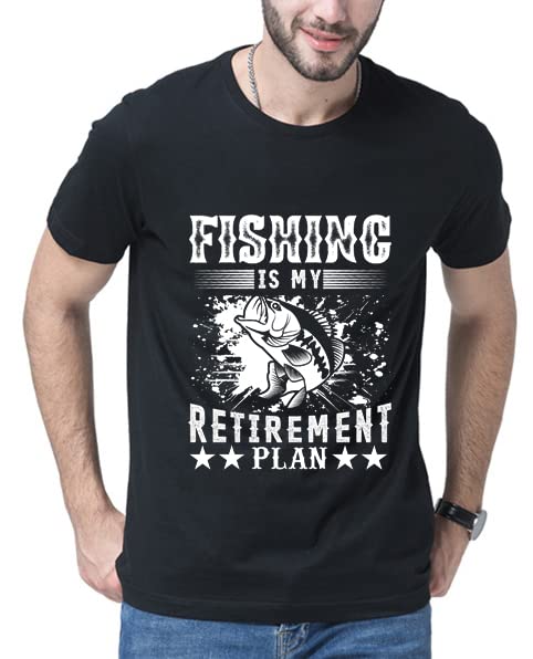 PingyongchangFishing T-Shirt for Men Fish Pattern Letter Print Shirt Funny Fish Pole Humor Fisherman Men Summer Top