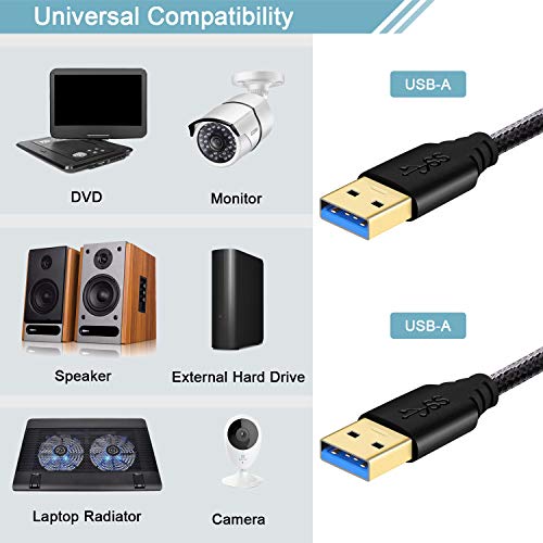 Fasgear USB 3.0 A to A Cable (3ft/1m) – Nylon Braided USB to USB Cable Male to Male Cord 5Gbps for Hard Drive Enclosures, Modems, Cameras (3ft, Black) 4
