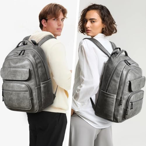 Image of Leresas Backpack Purse for Women Mens for Work Travel Back Pack Purses Vegan Leather Back Pack Fashion Laptop Computer Bag Dark Grey
