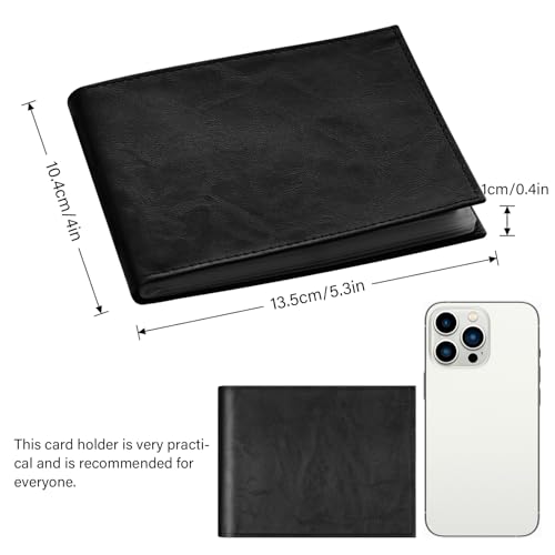 Bifold Leather Wallet for Men Women, RFID Minimalist Wallet with 12 Card Slots and Large Cash Compartment, Multifunctional Card Holder with Top Open, Thin & Stylish Photo Album -Black(ZZW)2