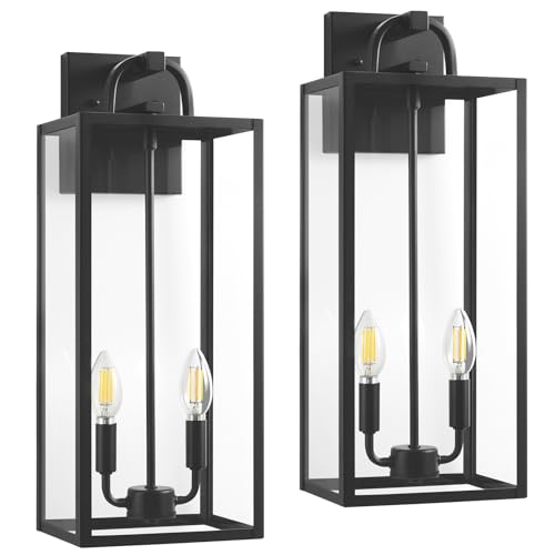 AIBISOD 20In Outdoor Light Fixture, E12 Outdoor Wall Sconce, Waterproof Exterior Light Fixtures for Homes, Modern Front Porch Lights with Clear Glass for Front Door, Coach House, and Garage, 2Pack by AIBISOD - Used condition - US$65.80