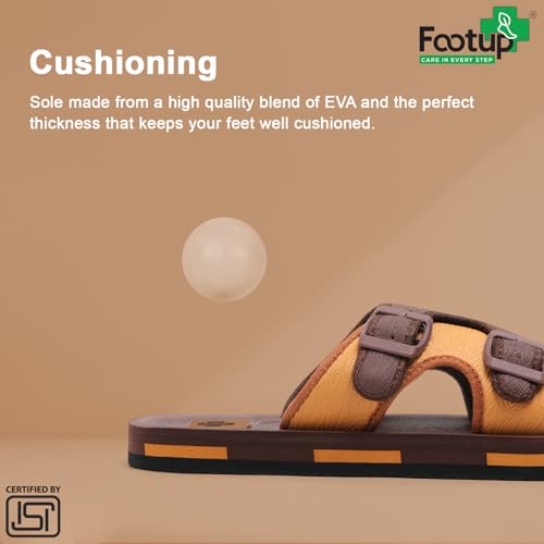 Image of FOOT UP Men's Orthopedic Comfort Slippers | Dual Buckle Casual Sandals with Soft Cushioned Footbed, Arch Support & Anti-Skid Lightweight Sole - Everyday Wear & Indoor Outdoor Use
