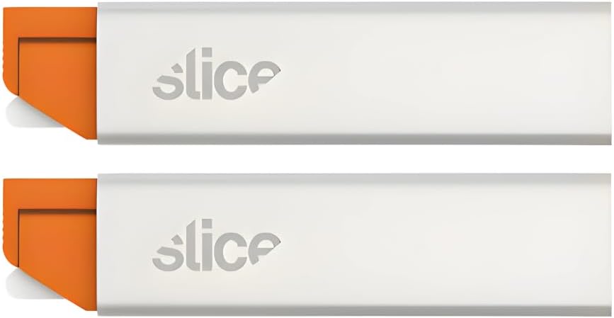 Slice Manual Carton Cutter | Safe Ceramic Box Cutter | Lasts 11x Longer than Metal | Single Edge Razor Blade | Mini Box Cutter | 2 Pack