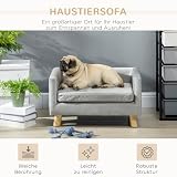 PawHut Hundesofa Erhöht, Rückenlehne, Kleine Hunde, 64x45x36 cm Dunkelgrau