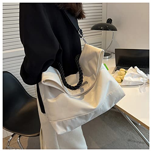 Image of Women Shoulder Bags Canvas Tote Bag Handbag Large Hobo with Pockets Work Bags for Women and Men