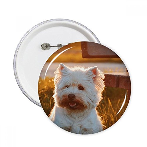 Cadeau Chien Blanc Badge Solitaire pour Amateurs d'Animaux