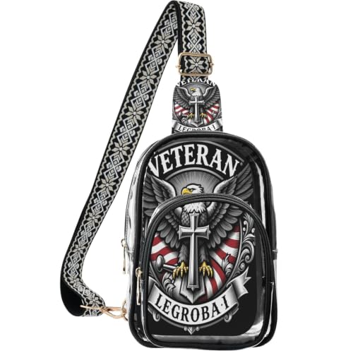 Bolso cruzado transparente con estampado de águila americana para uso diario