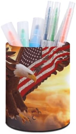 Flag Eagle Round Pen Holder Desk Organizer for Office Home image 5