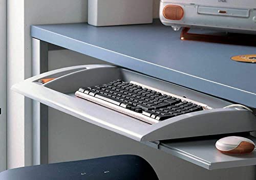 CONTENUTO DELLA CONFEZIONE : 1x portatastiera in plastica grigio + 1x coppia guide per portatastiera + 1x coppia di controguide sotto piano +/- KIT PORTA MOUSE.